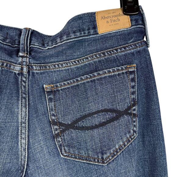 Abercrombie & Fitch SZ 28x25 Boyfriend Straight Jeans Mid-Rise Button-Fly Blue - Picture 8 of 11